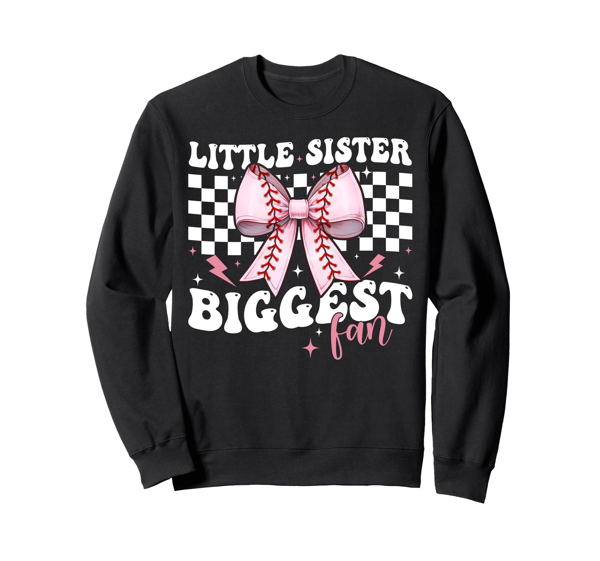 Baseball Sister Coquette Bow Little Sweatshirt - Trendy Graphic Men Women - T-Shirt, Sweatshirt, Hoodie
