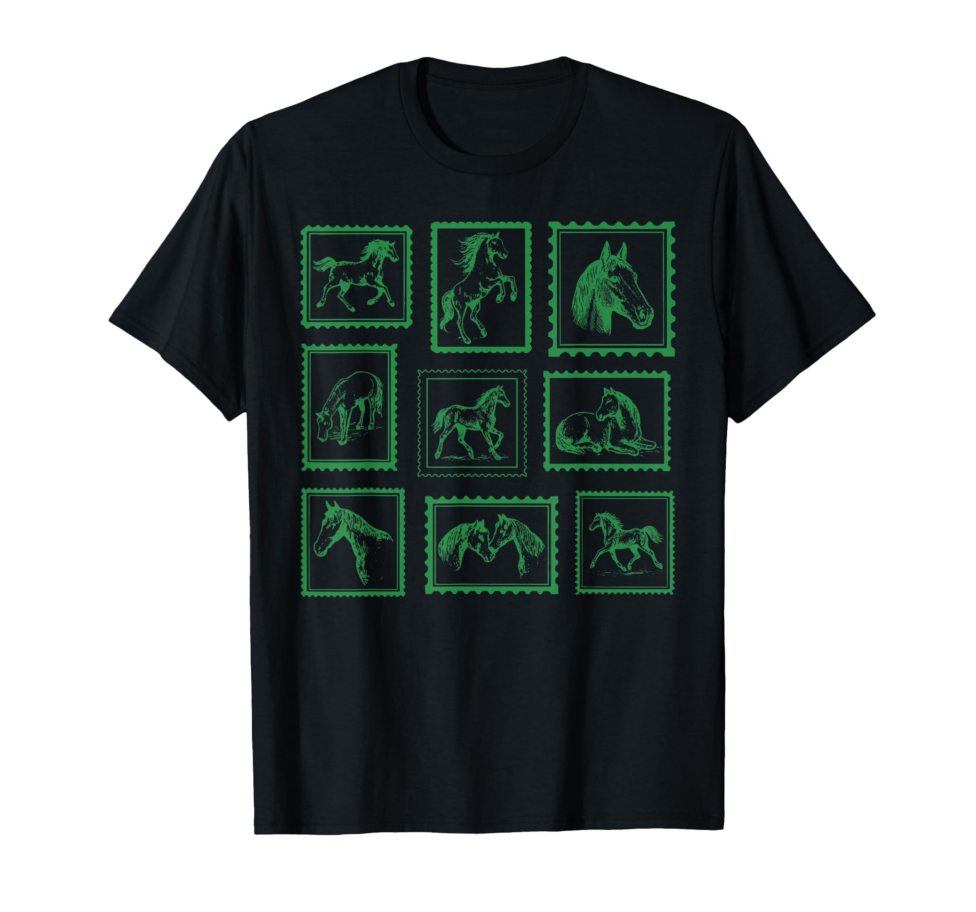 Horses Stamp Western Rodeo Horseback T-Shirt - Minimalist Print Men Women - T-Shirt, Sweatshirt, Hoodie