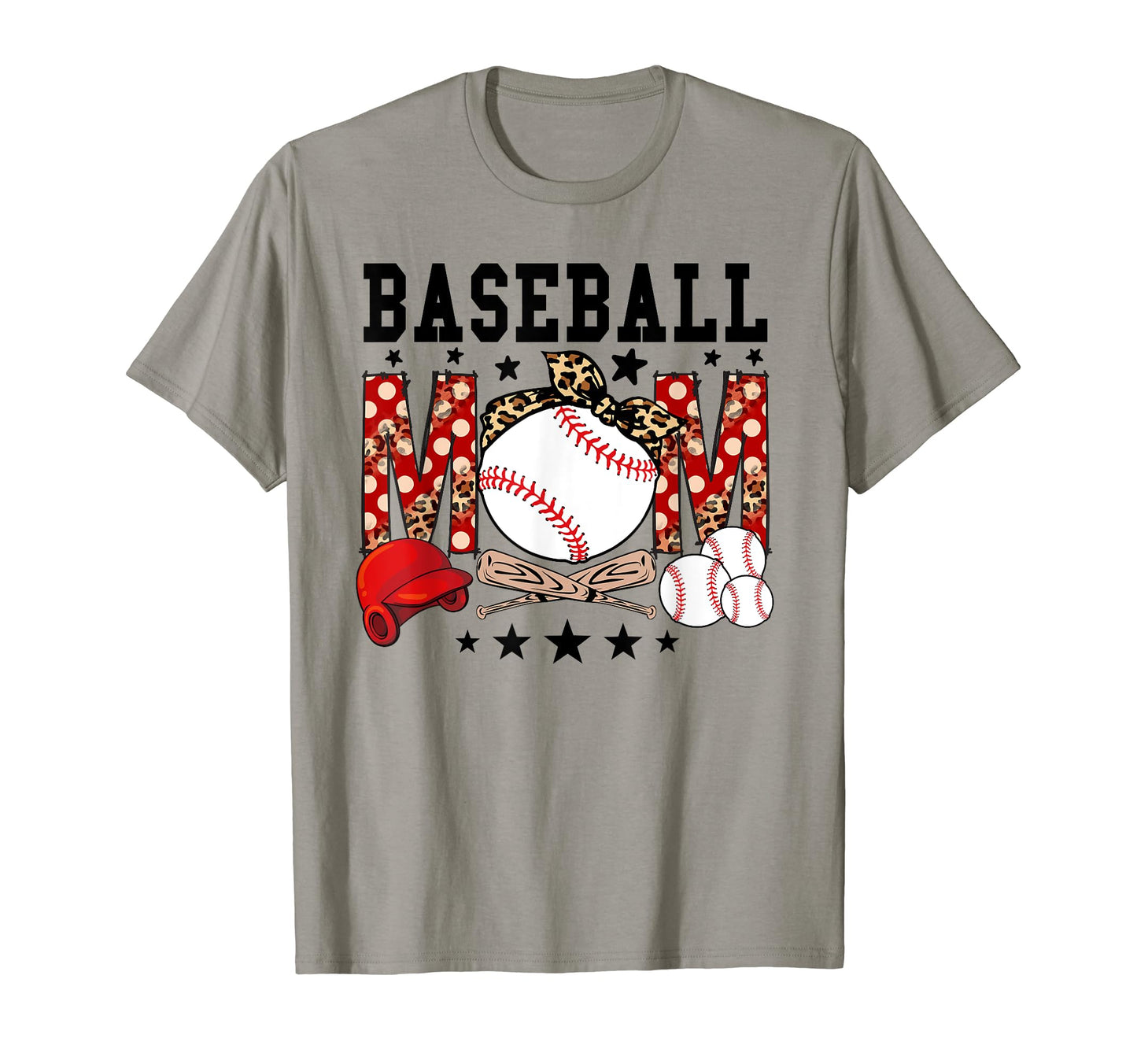Softball Baseball Mom Leopard Mothers Day T-Shirt - Graphic Print Unisex - T-Shirt, Sweatshirt, Hoodie