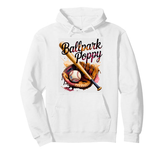 Ballpark Poppy Softball And Baseball Hoodie - Minimalist Print Men Women - T-Shirt, Sweatshirt, Hoodie