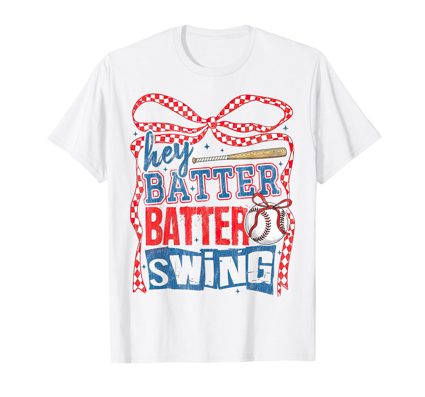 Baseball Batter Batter Swing Checkered T-Shirt - Graphic Print Unisex - T-Shirt, Sweatshirt, Hoodie