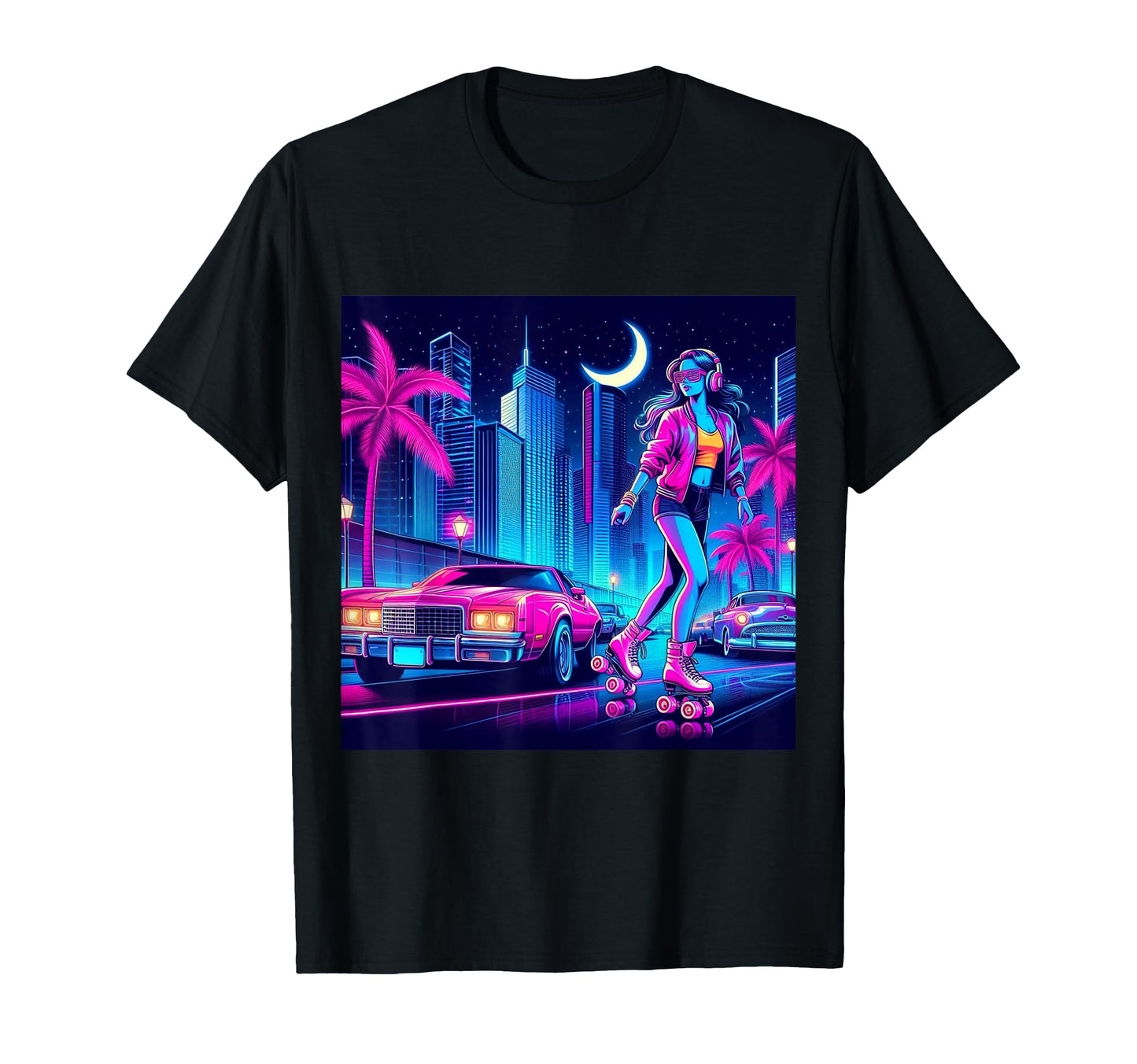 Rollerskate Retrowave T-Shirt - Unique Graphic Unisex - T-Shirt, Sweatshirt, Hoodie