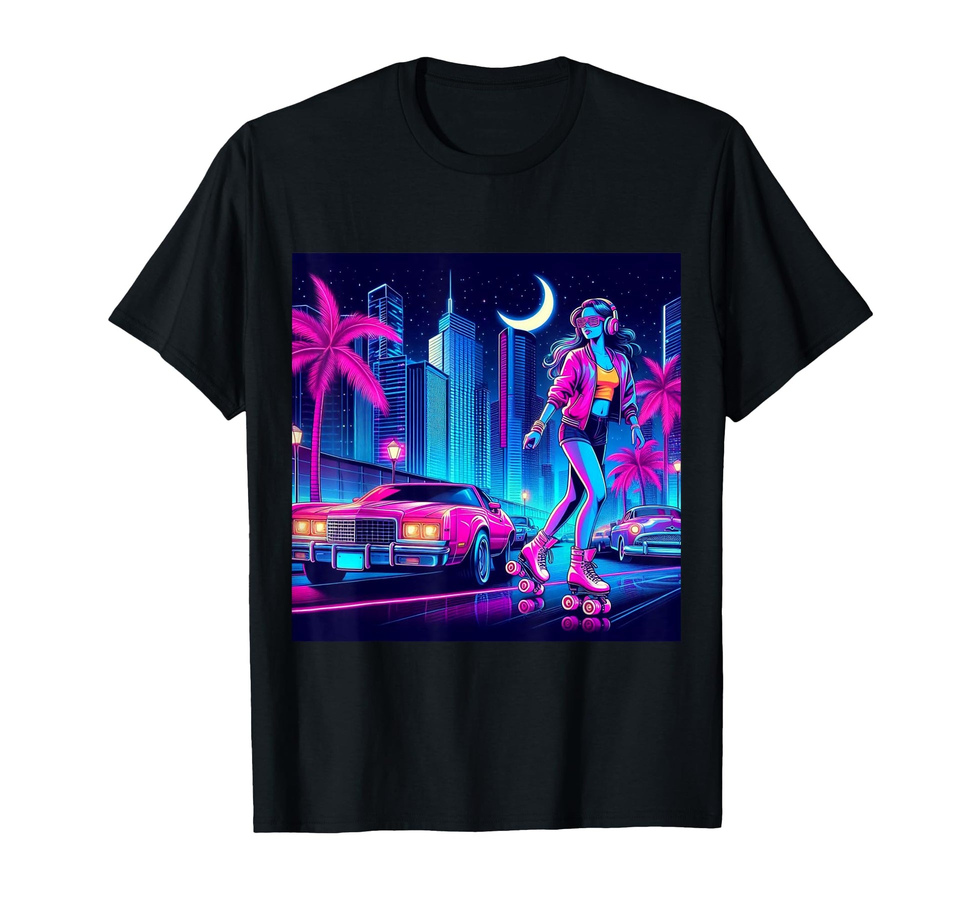 Rollerskate Retrowave T-Shirt - Unique Graphic Unisex - T-Shirt, Sweatshirt, Hoodie