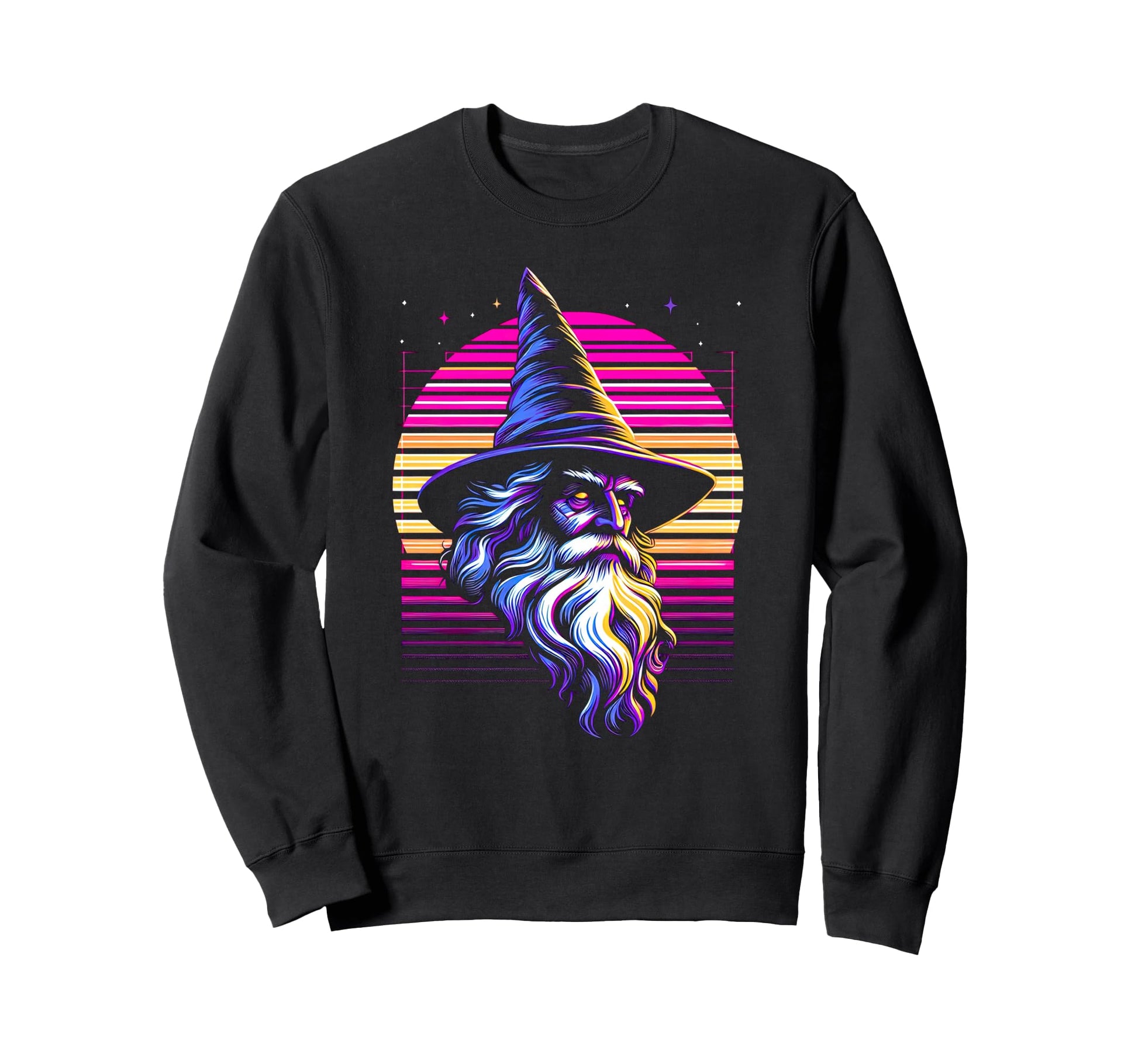 Synthwave Wizard Bold Fantasy Sweatshirt - Minimalist Print for Adults - T-Shirt, Sweatshirt, Hoodie