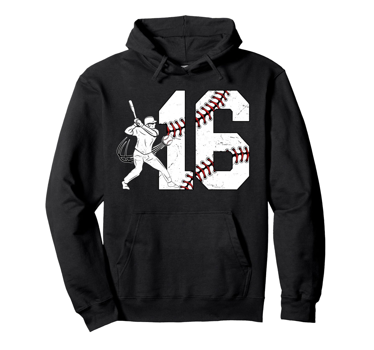 16Th Birthday Baseball Sixteen Year Hoodie - Custom Art Print for Adults - T-Shirt, Sweatshirt, Hoodie