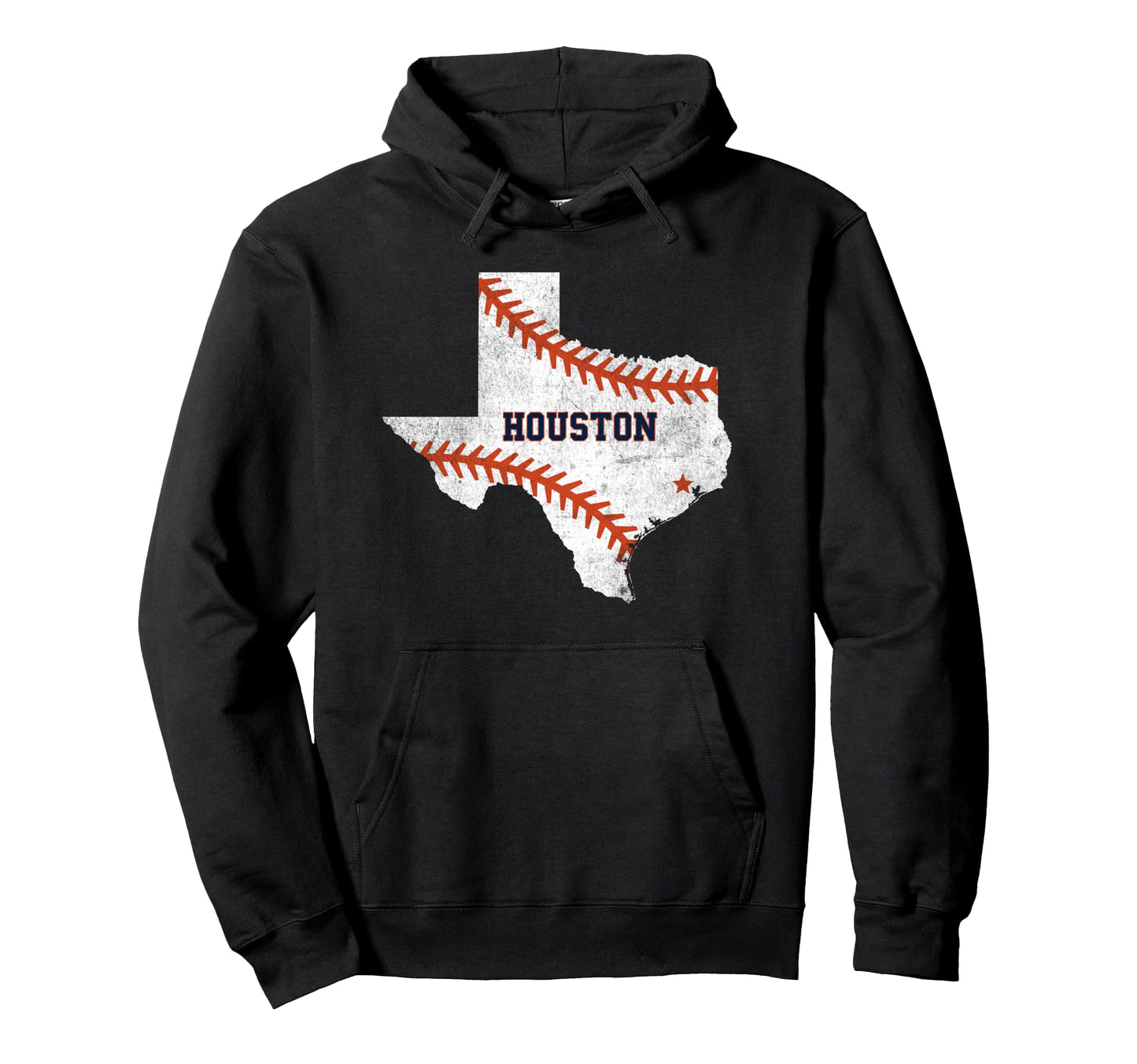 Houston Baseball Distressed Hoodie - Casual Everyday Wear Unisex - T-Shirt, Sweatshirt, Hoodie