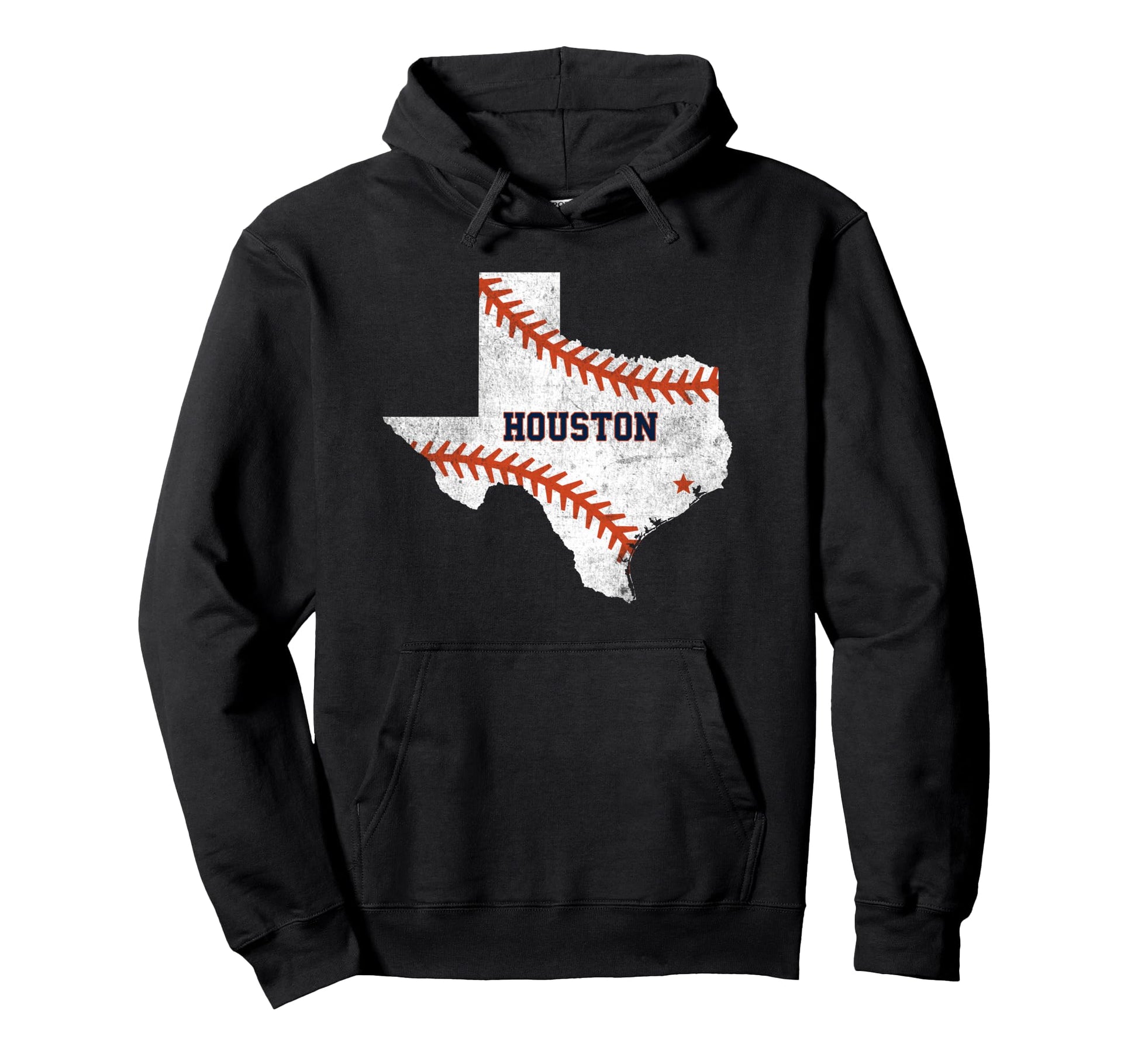 Houston Baseball Distressed Hoodie - Casual Everyday Wear Unisex - T-Shirt, Sweatshirt, Hoodie
