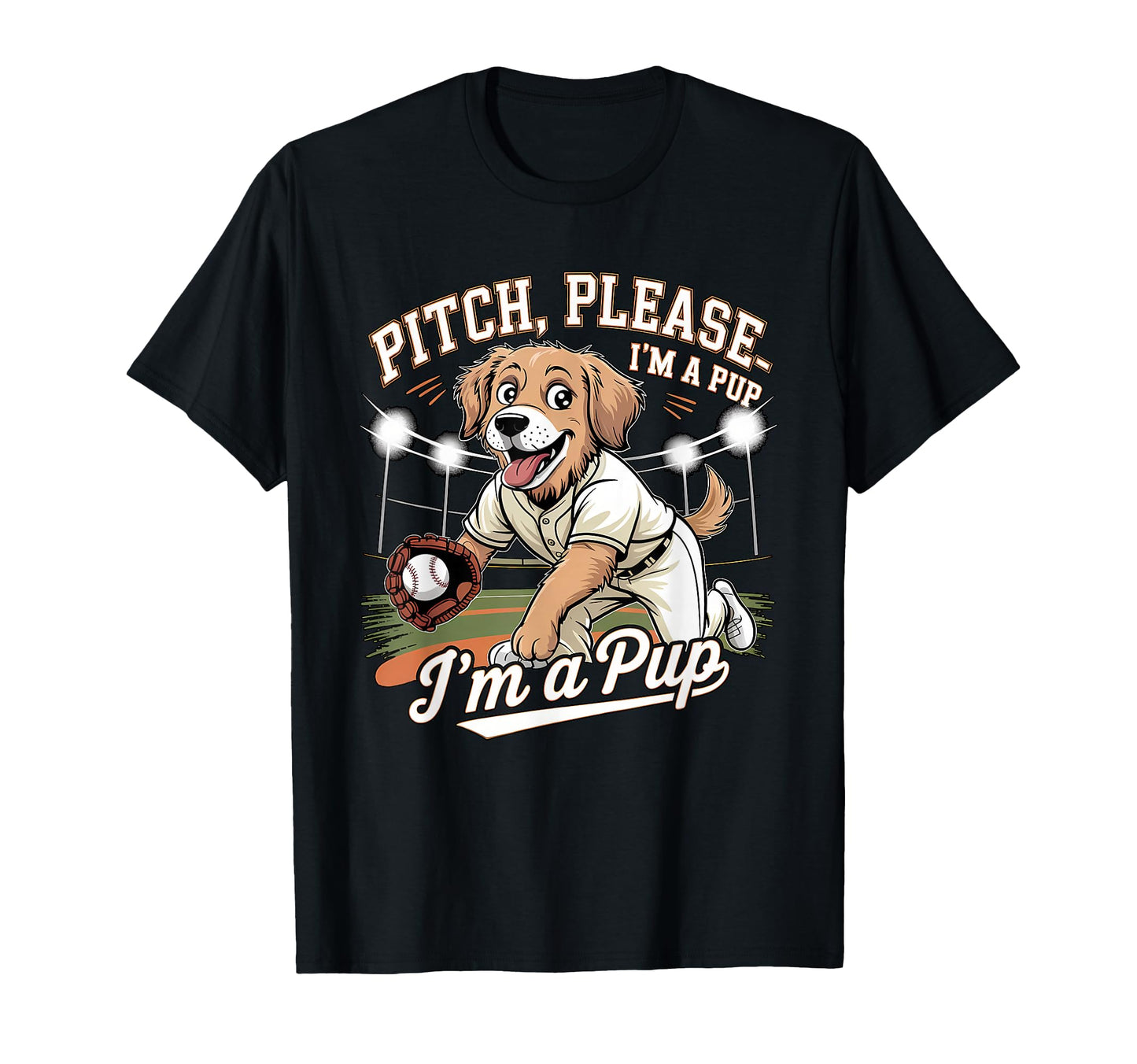 Pitch Please Pup Funny Baseball Dog T-Shirt - Minimalist Print for Adults - T-Shirt, Sweatshirt, Hoodie