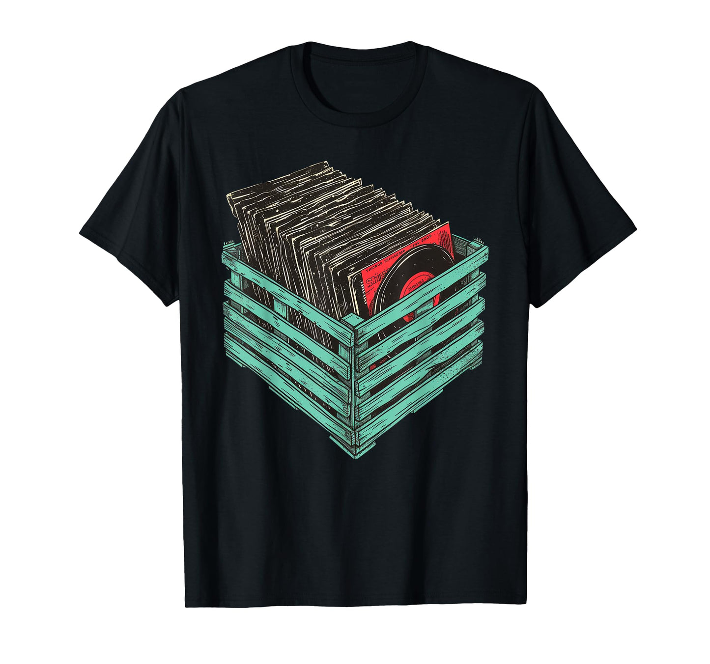 Vinyl Record Crate T-Shirt - Minimalist Print for Adults - T-Shirt, Sweatshirt, Hoodie