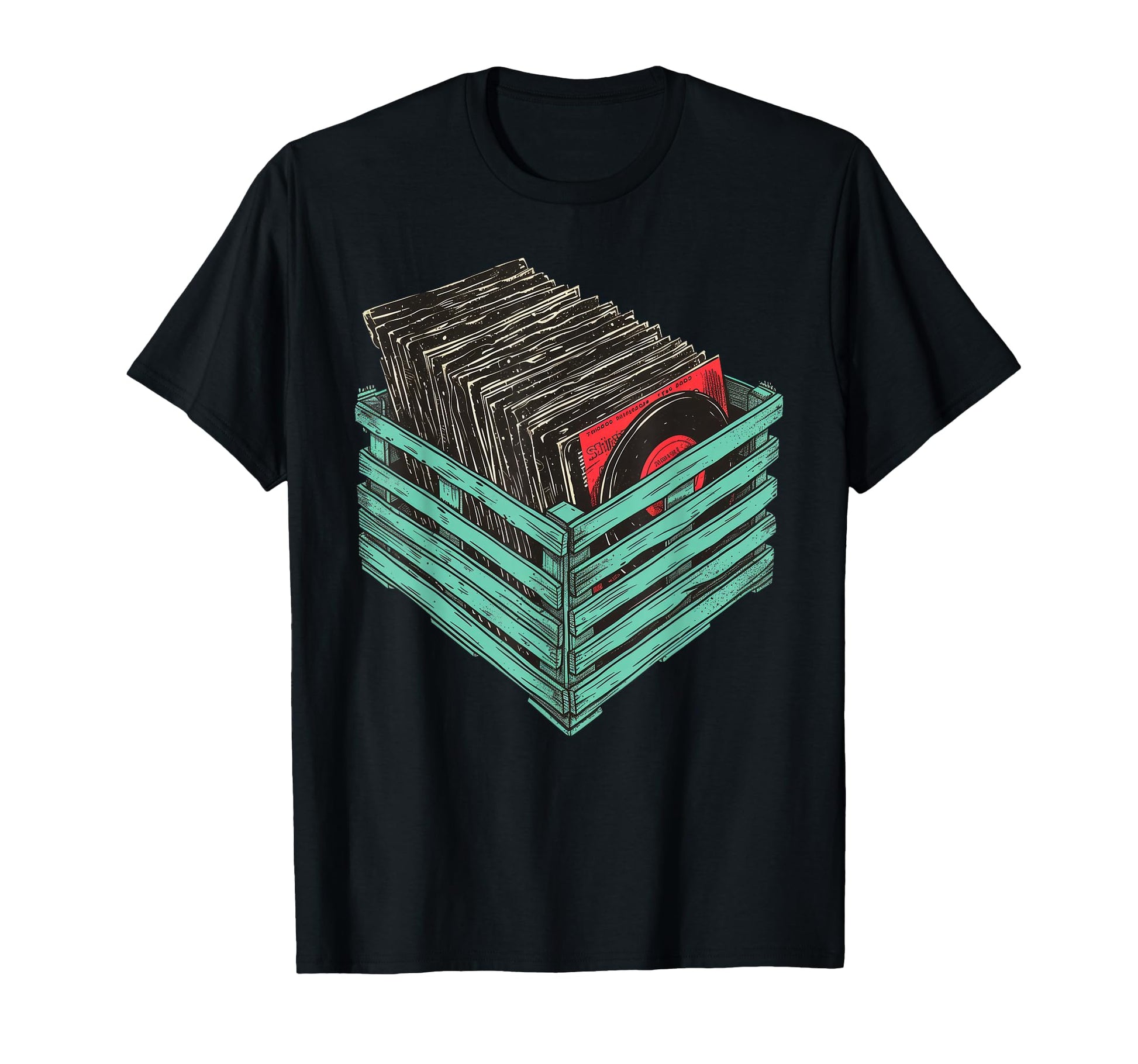 Vinyl Record Crate T-Shirt - Minimalist Print for Adults - T-Shirt, Sweatshirt, Hoodie