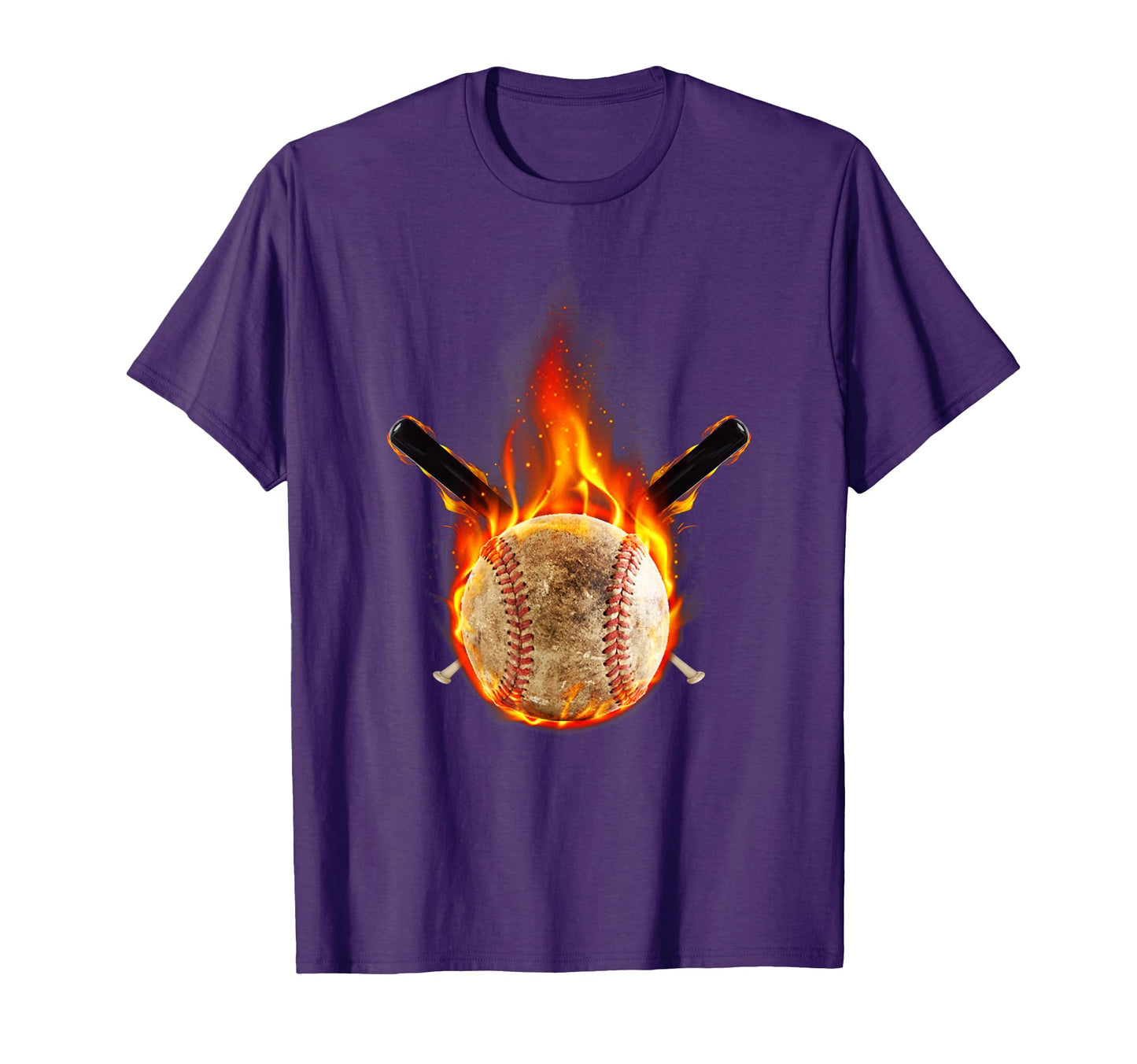 Fire Flame Baseball Bat Burning Baseball T-Shirt - Trendy Graphic Unisex - T-Shirt, Sweatshirt, Hoodie