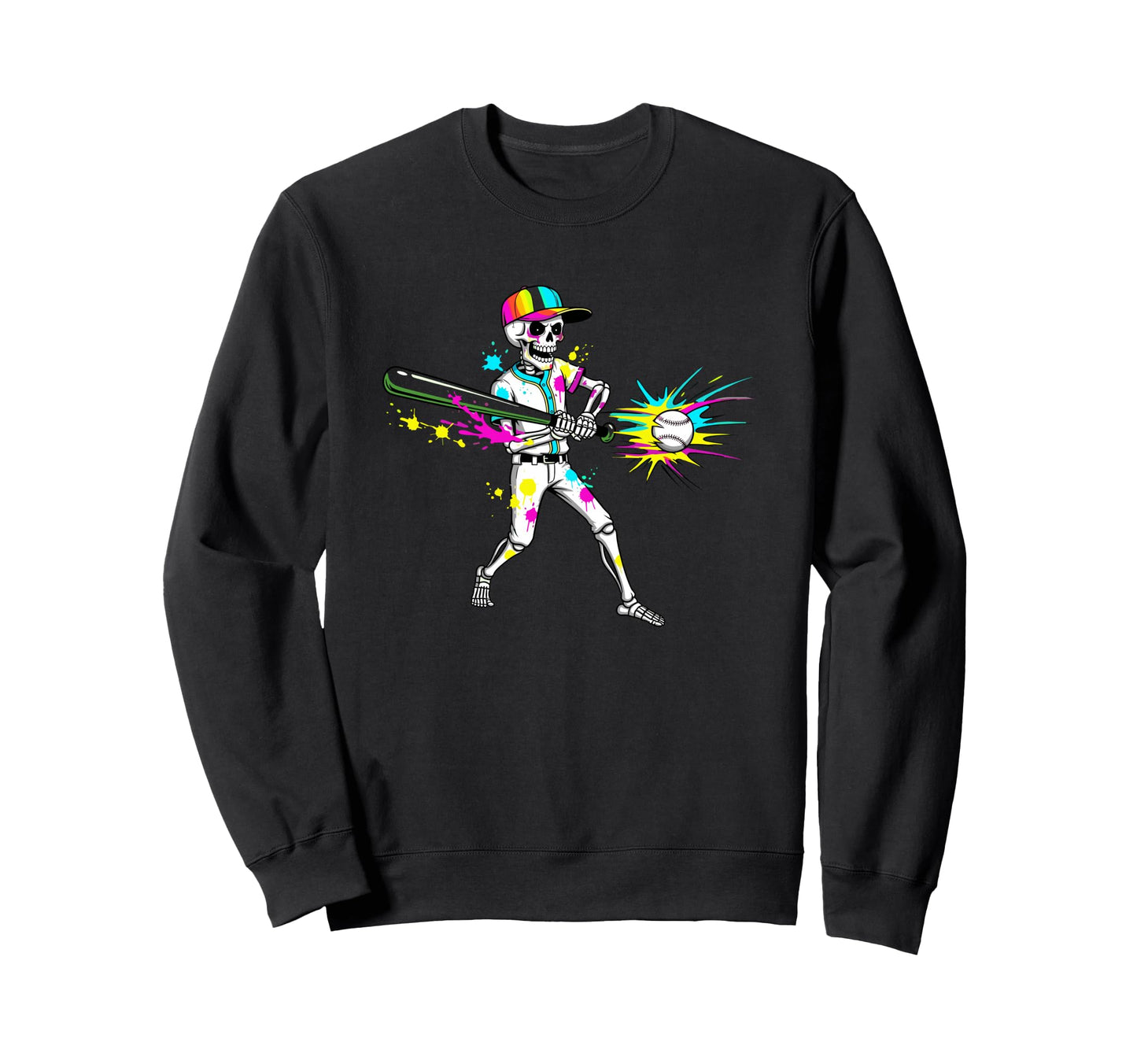 Colorful Skull Baseball Sweatshirt - Casual Everyday Wear for Adults - T-Shirt, Sweatshirt, Hoodie