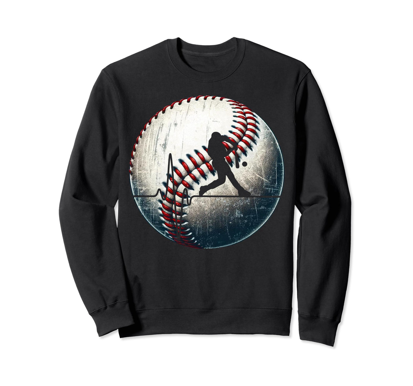 Baseball Distressed Grunge Sweatshirt - Casual Everyday Wear Men Women - T-Shirt, Sweatshirt, Hoodie