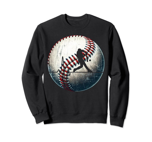 Baseball Distressed Grunge Sweatshirt - Casual Everyday Wear Men Women - T-Shirt, Sweatshirt, Hoodie
