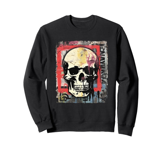 Aesthetic Streetwear Skull Sweatshirt - Custom Art Print Unisex - T-Shirt, Sweatshirt, Hoodie