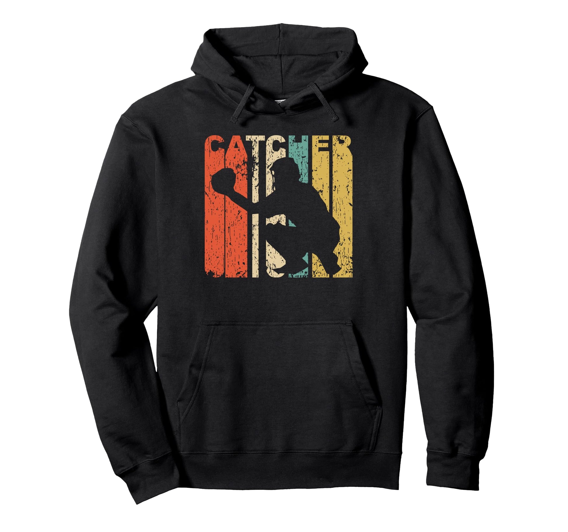 1970S Catcher Silhouette Baseball Hoodie - Casual Everyday Wear Unisex - T-Shirt, Sweatshirt, Hoodie