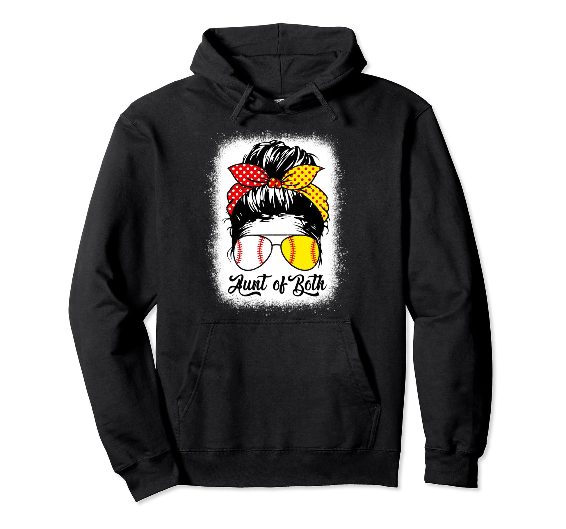 Softball Aunt Messy Bun Leopard Hoodie - Aesthetic Graphic for Adults - T-Shirt, Sweatshirt, Hoodie
