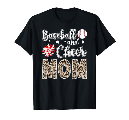 Baseball And Cheer Mom Leopard T-Shirt - Graphic Print Men Women - T-Shirt, Sweatshirt, Hoodie