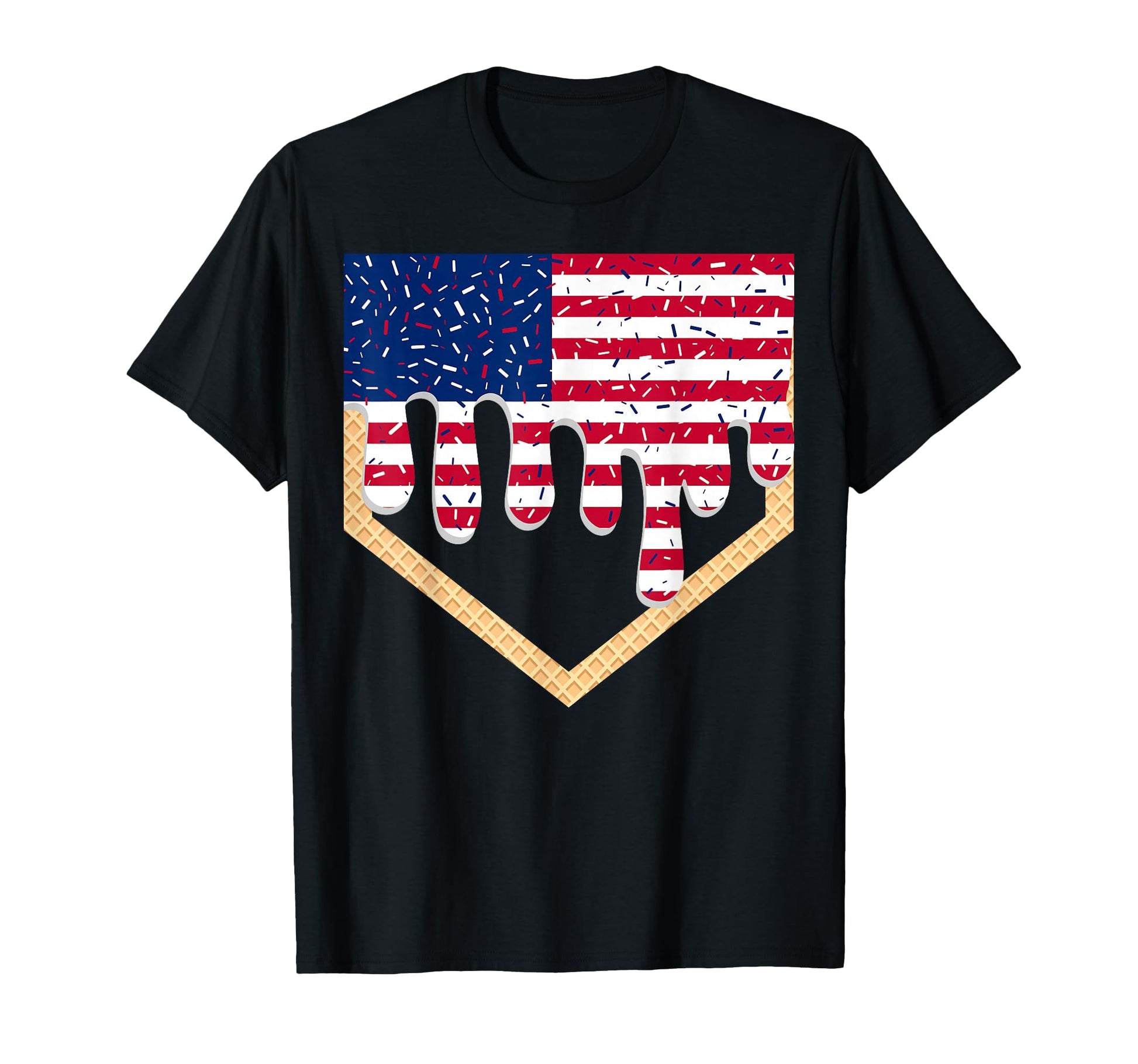 Baseball Ice Cream Drip 4Th July Red T-Shirt - Graphic Print Men Women - T-Shirt, Sweatshirt, Hoodie