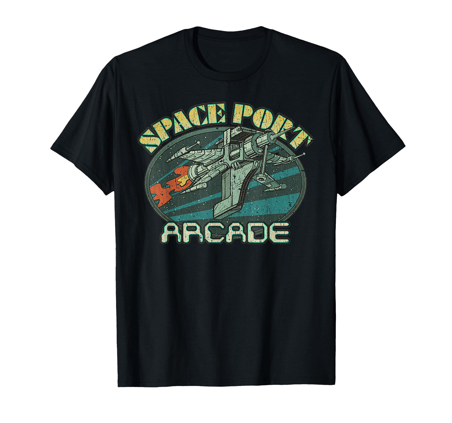 Space Port Arcade Spaceship T-Shirt - Fun Novelty Design for Adults - T-Shirt, Sweatshirt, Hoodie