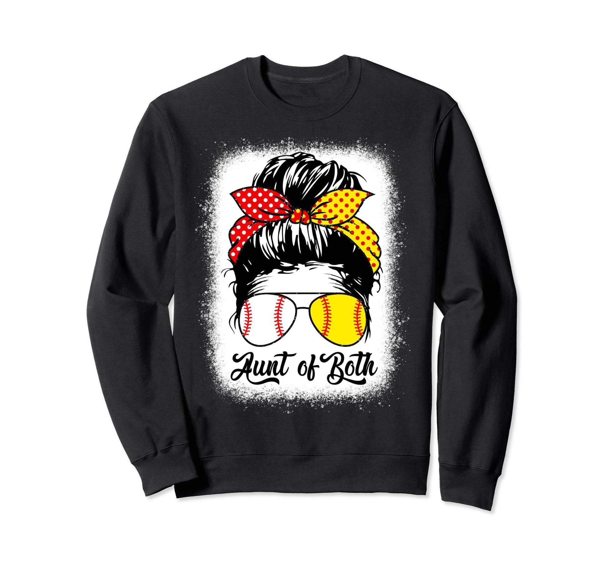 Softball Aunt Messy Bun Leopard Sweatshirt - Streetwear Style for Adults - T-Shirt, Sweatshirt, Hoodie