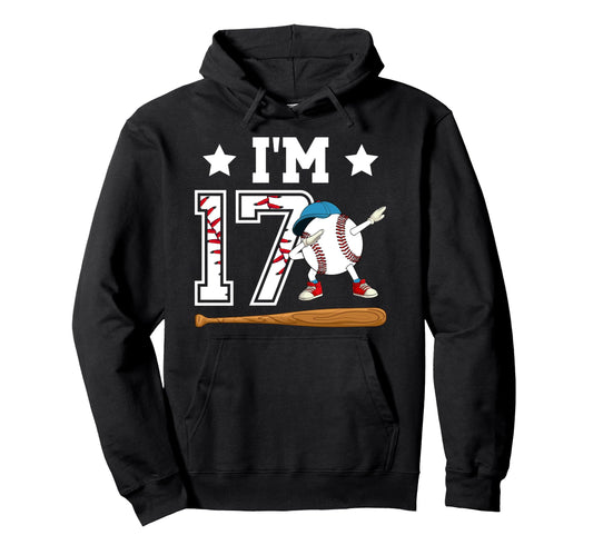 17Th Baseball Birthday Seventeen Year Hoodie - Minimalist Print Men Women - T-Shirt, Sweatshirt, Hoodie