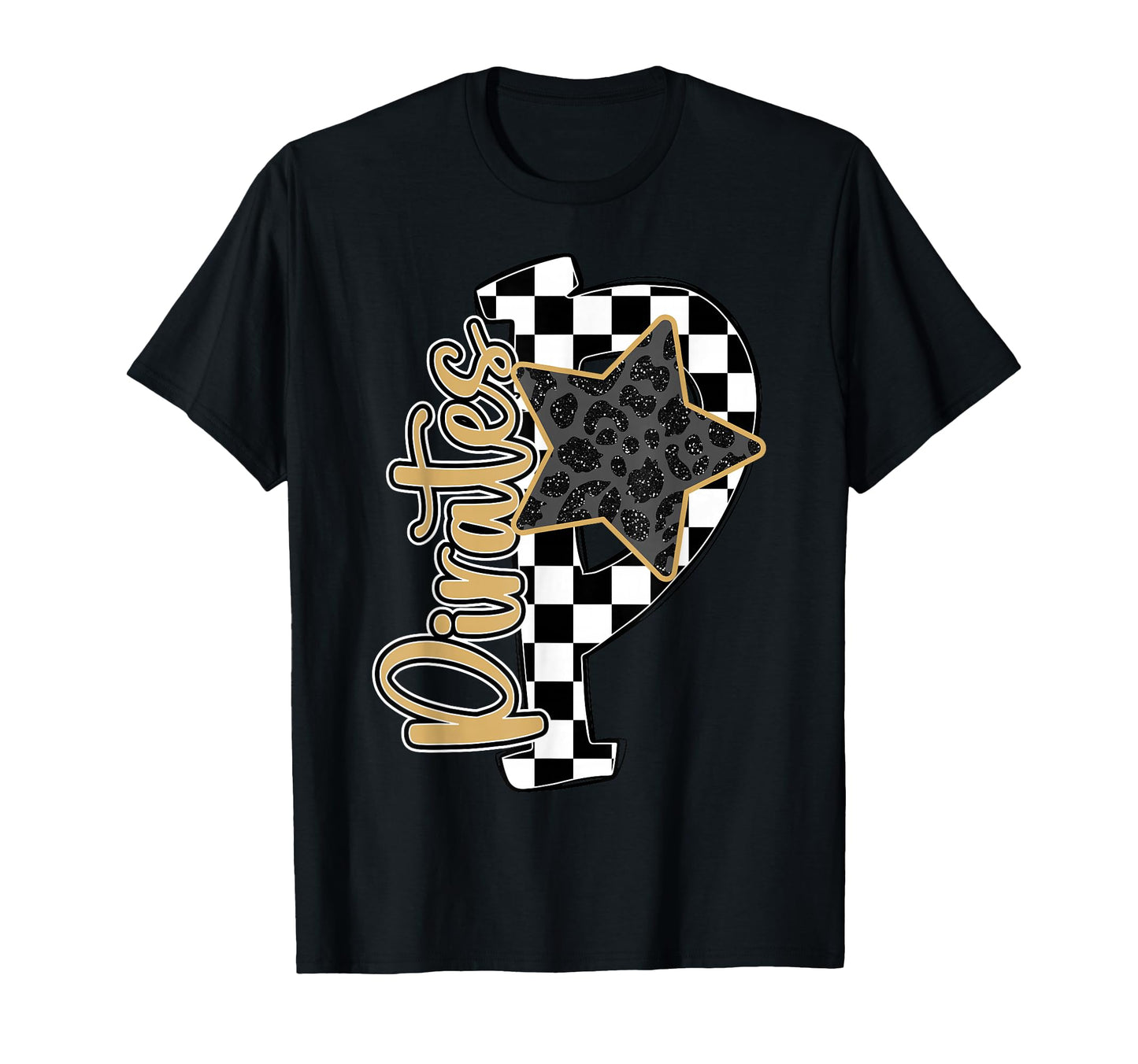 Pirates School Spirit Checkered Gold T-Shirt - Minimalist Print Men Women - T-Shirt, Sweatshirt, Hoodie