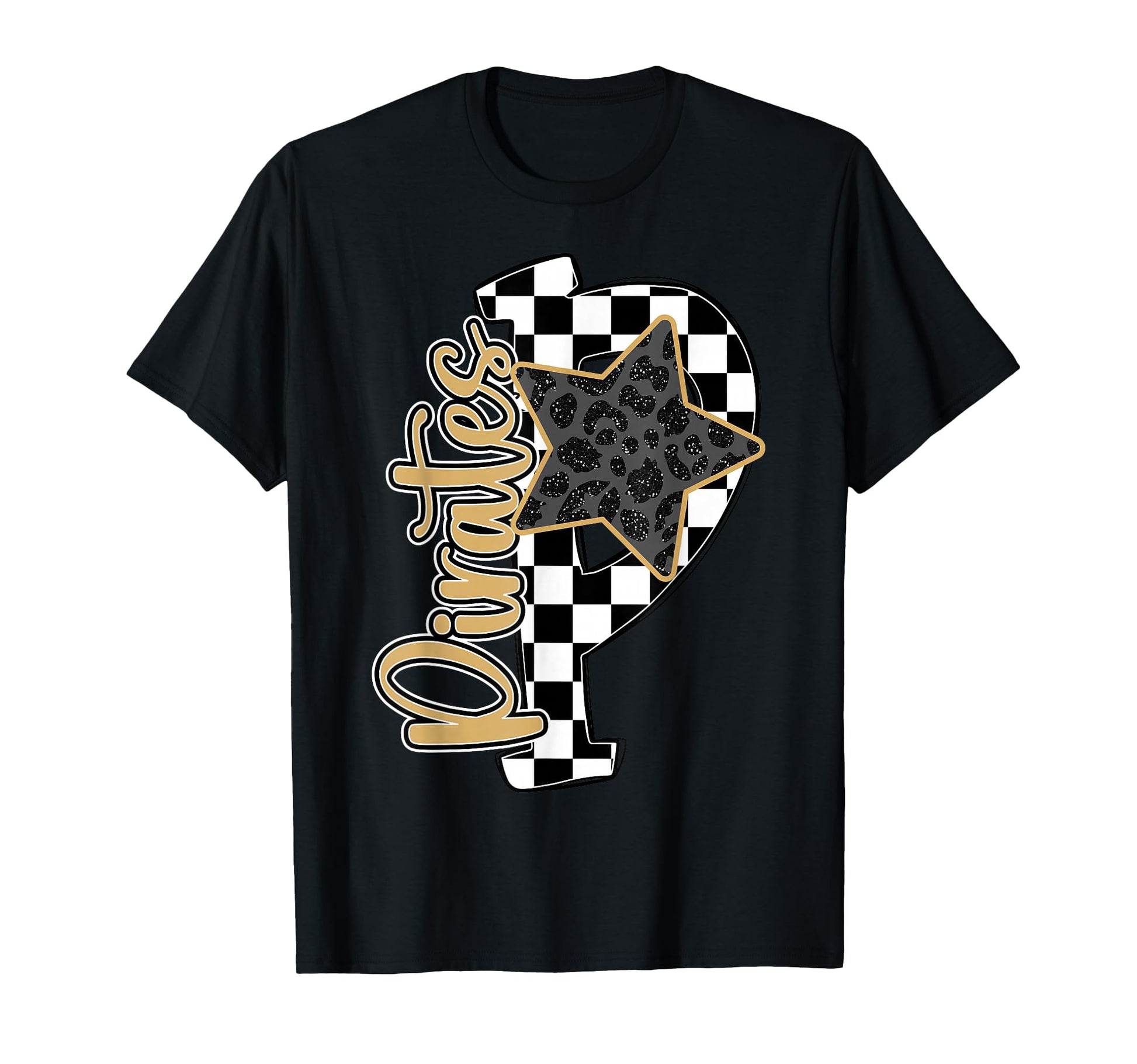 Pirates School Spirit Checkered Gold T-Shirt - Minimalist Print Men Women - T-Shirt, Sweatshirt, Hoodie