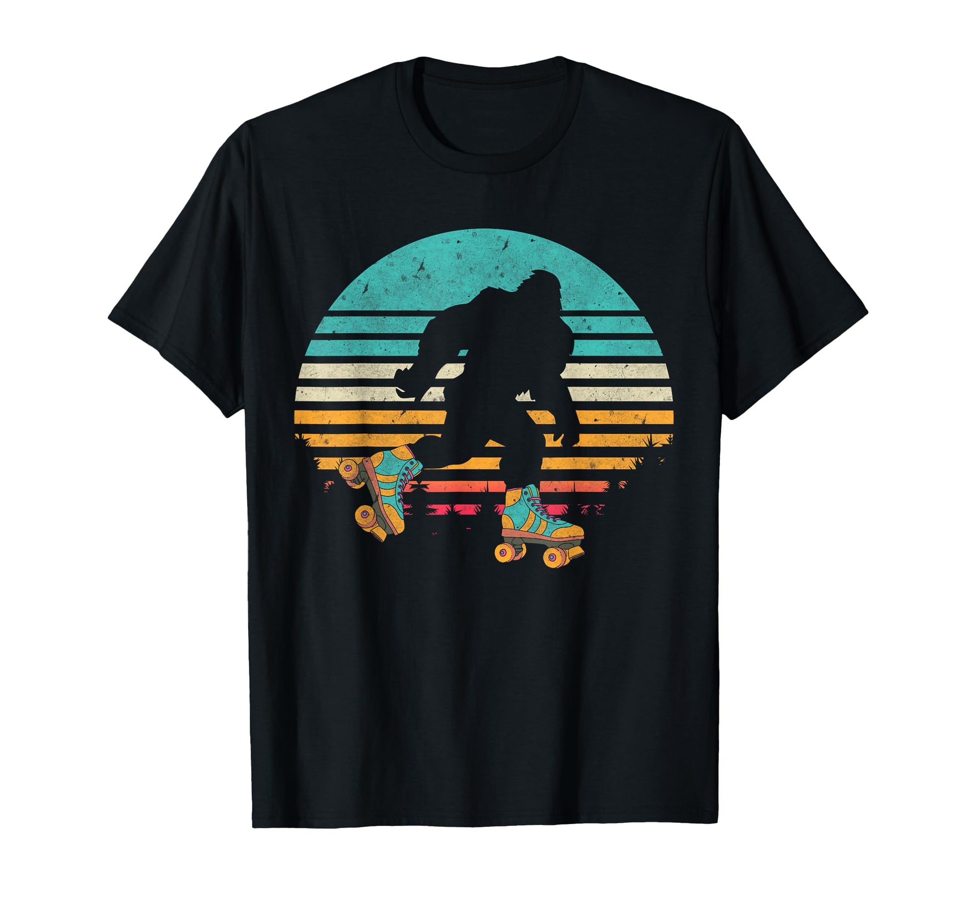 Bigfoot Roller Skating Sunset 80S 90S T-Shirt - Graphic Print for Adults - T-Shirt, Sweatshirt, Hoodie