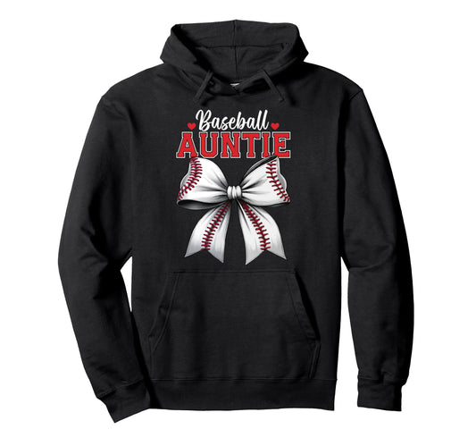 Baseball Auntie Coquette Ribbon Hoodie - Casual Everyday Wear Men Women - T-Shirt, Sweatshirt, Hoodie