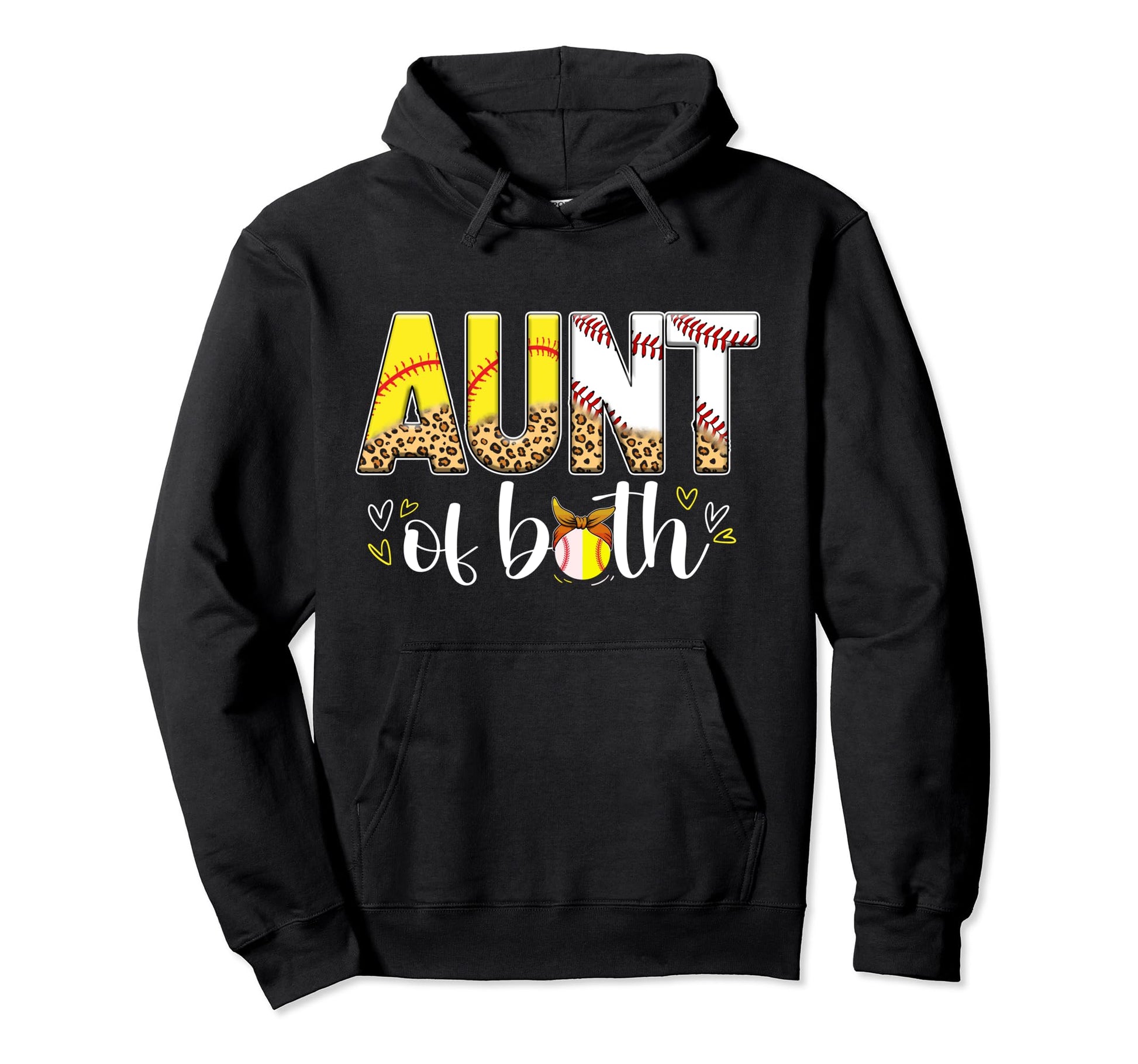 Aunt Both Leopard Baseball Softball Aunt Hoodie - Aesthetic Graphic Unisex - T-Shirt, Sweatshirt, Hoodie