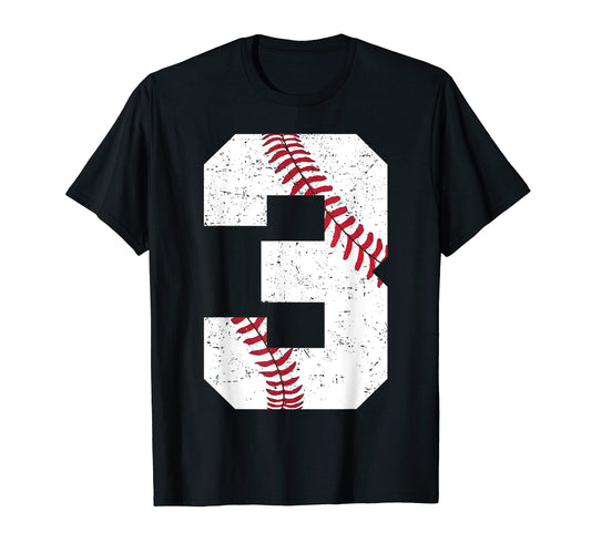 Baseball Birthday 3 Three Year T-Shirt - Casual Everyday Wear Men Women - T-Shirt, Sweatshirt, Hoodie