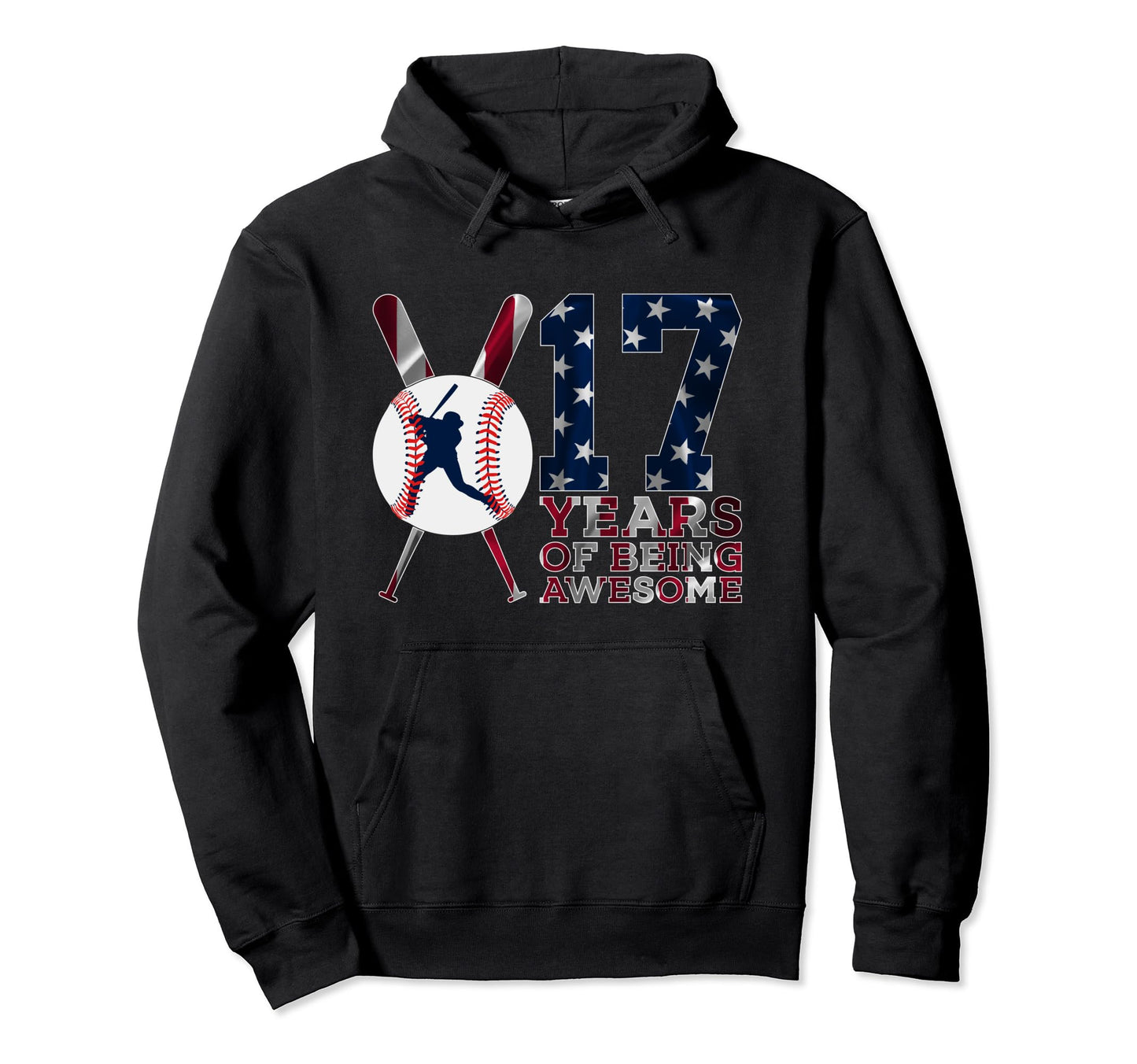 17 Years Being Awesome Baseball 17Th Hoodie - Novelty Apparel Men Women - T-Shirt, Sweatshirt, Hoodie