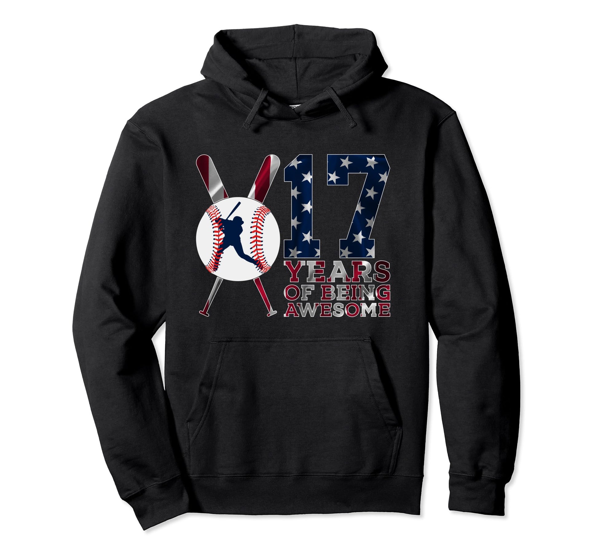 17 Years Being Awesome Baseball 17Th Hoodie - Novelty Apparel Men Women - T-Shirt, Sweatshirt, Hoodie