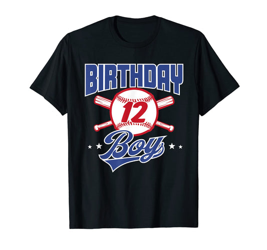12Th Birthday Baseball Themed Party 12 T-Shirt - Custom Art Print Unisex - T-Shirt, Sweatshirt, Hoodie