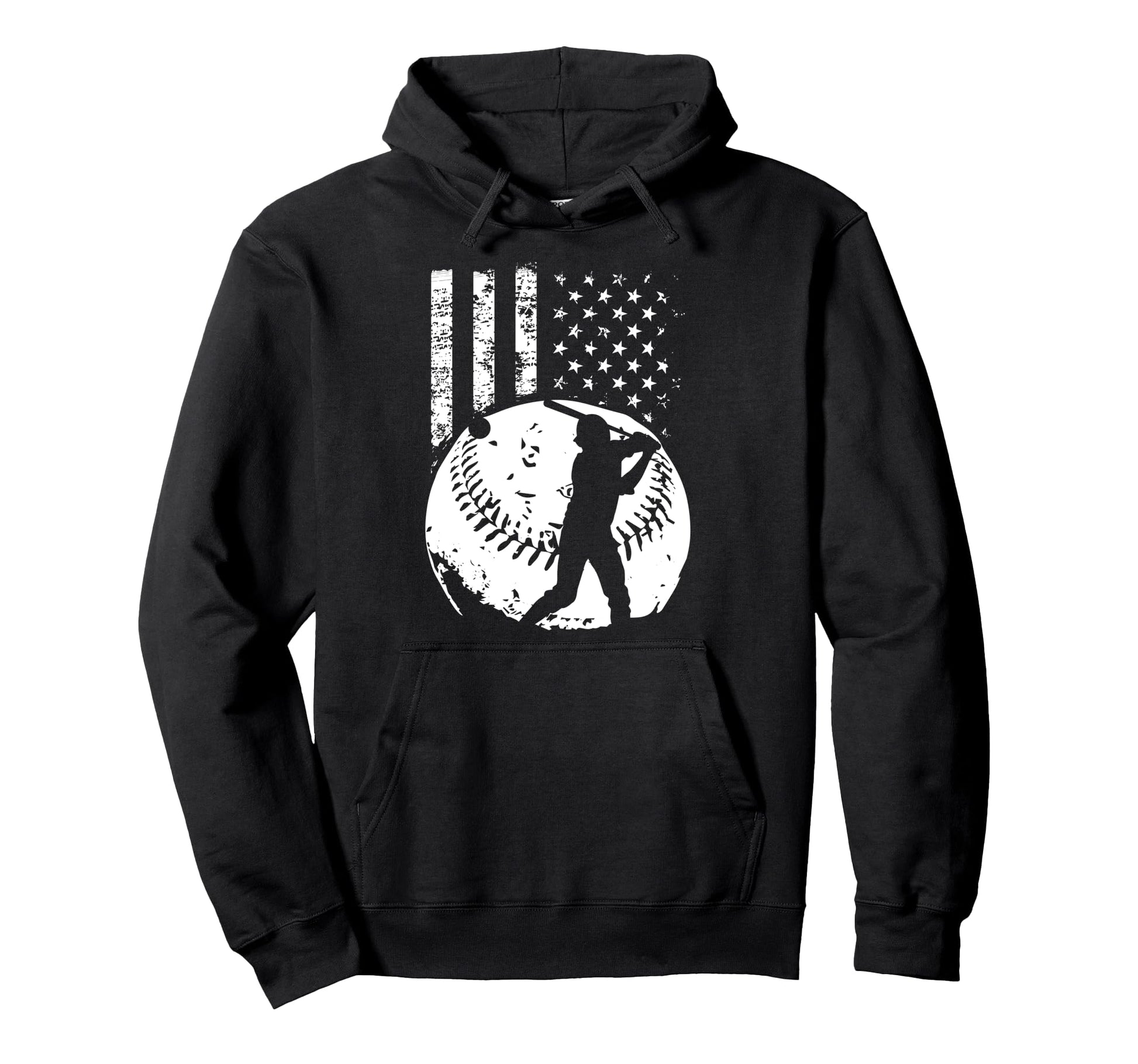 Patriotic American Flag Baseball Baseball Hoodie - Trendy Graphic Men Women - T-Shirt, Sweatshirt, Hoodie