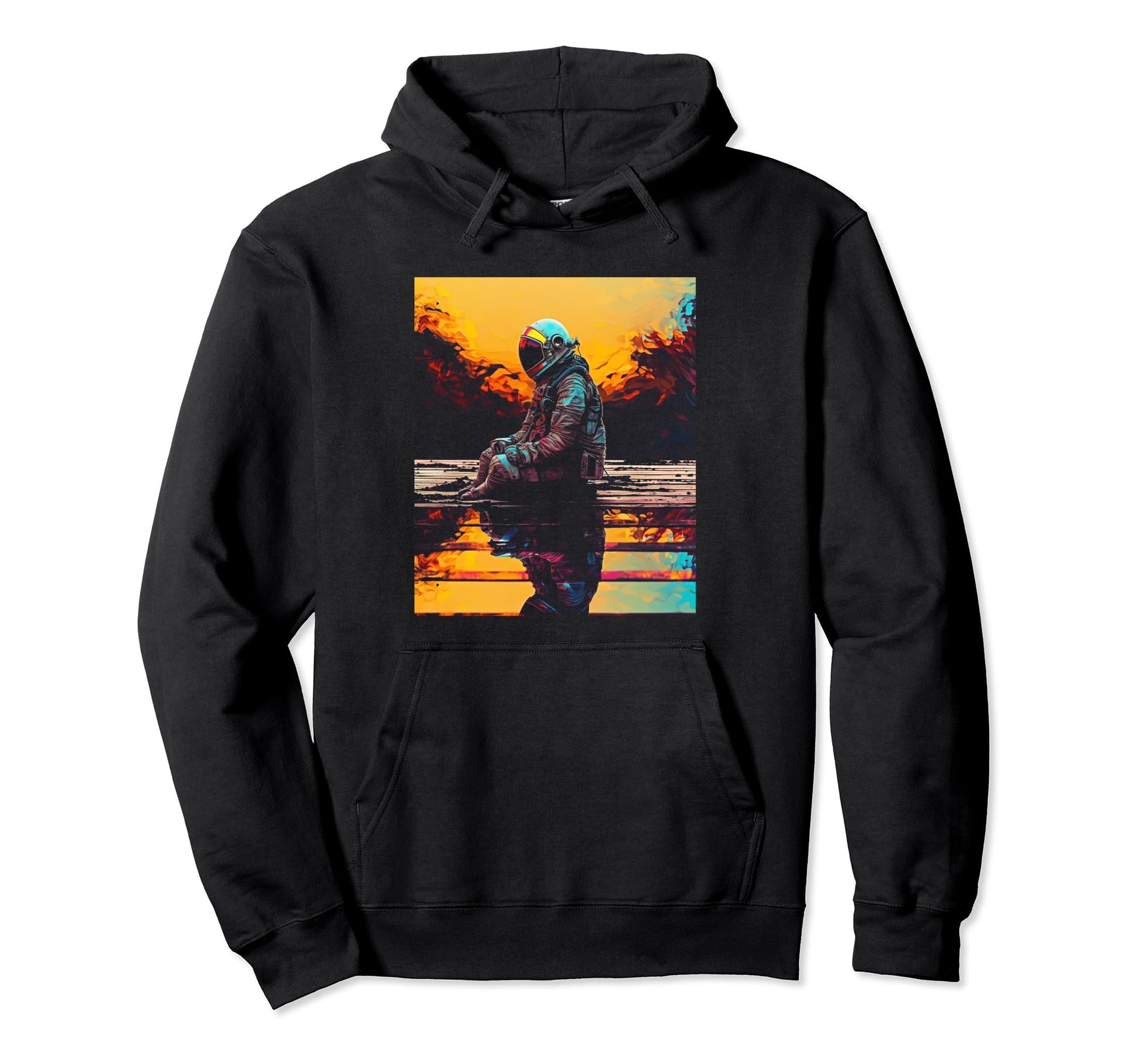 Synthwave Astronaut Cyberpunk 80S Sci Fi 52 Hoodie - Unique Graphic Unisex - T-Shirt, Sweatshirt, Hoodie