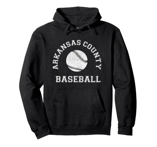 Arkansas County Baseball Distressed Hoodie - Unique Graphic for Adults - T-Shirt, Sweatshirt, Hoodie