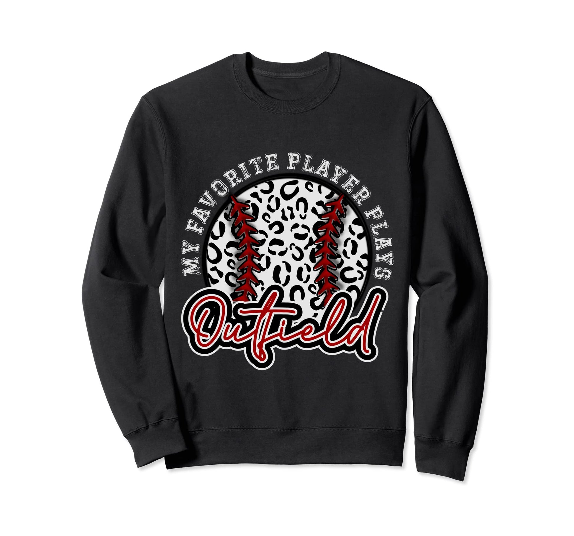 Leopard Cheetah Baseball Outfield Sweatshirt - Unique Graphic Men Women - T-Shirt, Sweatshirt, Hoodie