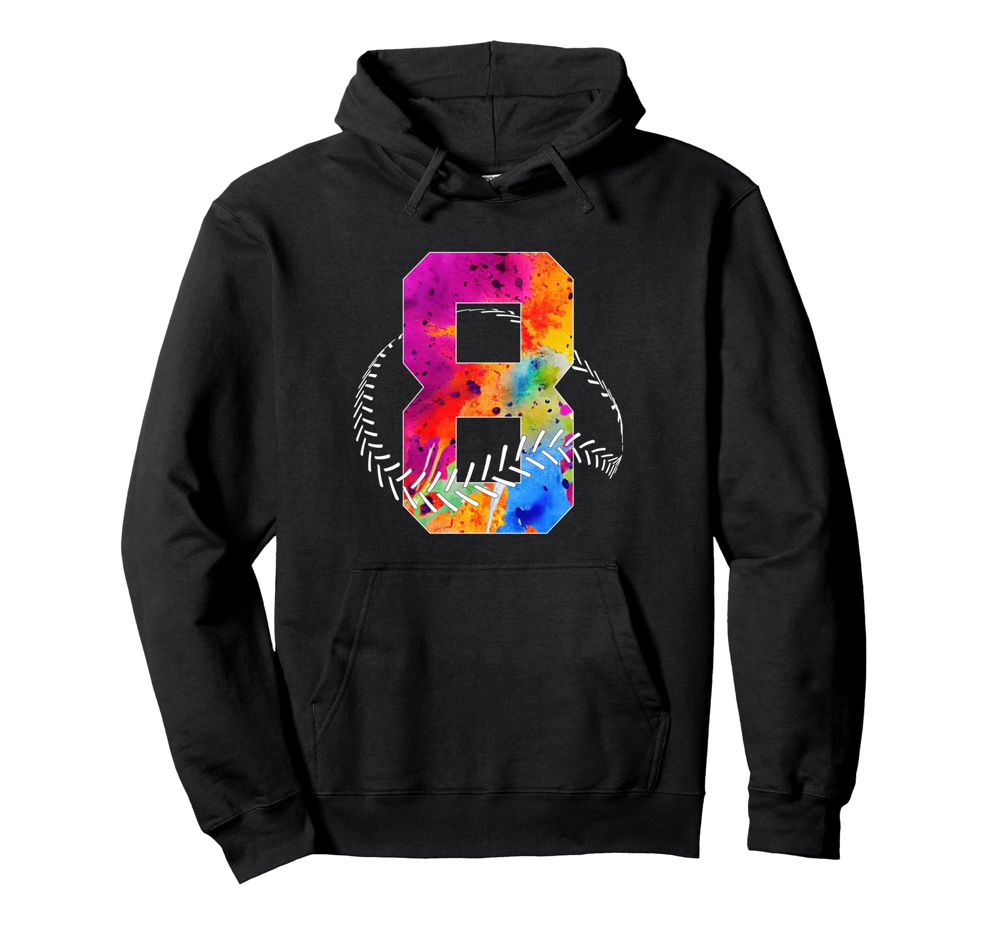 Number 8 Years Baseball 8Th Birthday Hoodie - Fun Novelty Design for Adults - T-Shirt, Sweatshirt, Hoodie