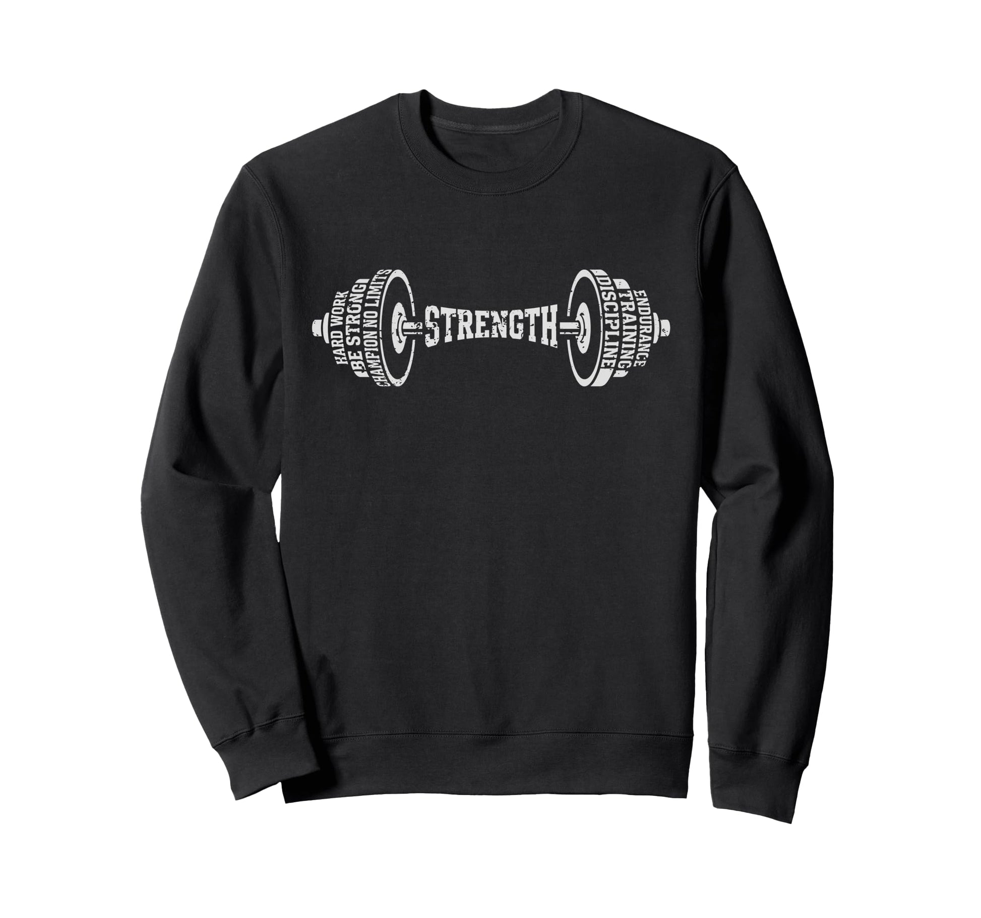 Typography Word Art Barbell Grunge Gym Sweatshirt - Novelty Apparel Unisex - T-Shirt, Sweatshirt, Hoodie