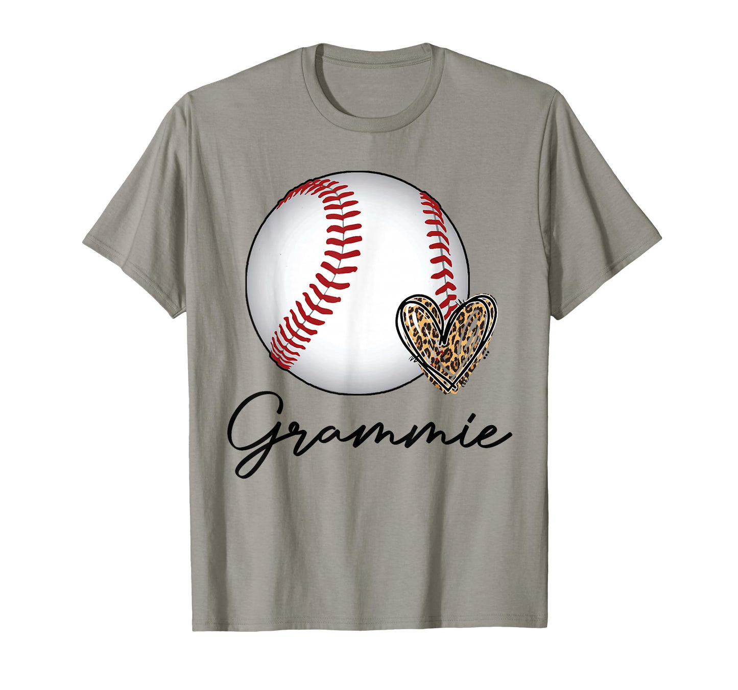 Baseball Grammie Leopard Heart T-Shirt - Fun Novelty Design for Adults - T-Shirt, Sweatshirt, Hoodie