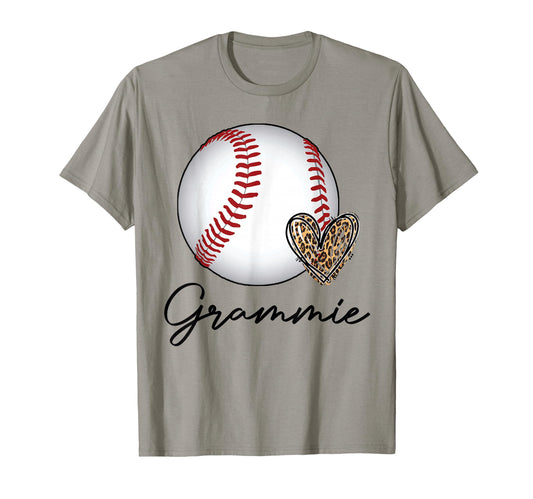 Baseball Grammie Leopard Heart T-Shirt - Fun Novelty Design for Adults - T-Shirt, Sweatshirt, Hoodie