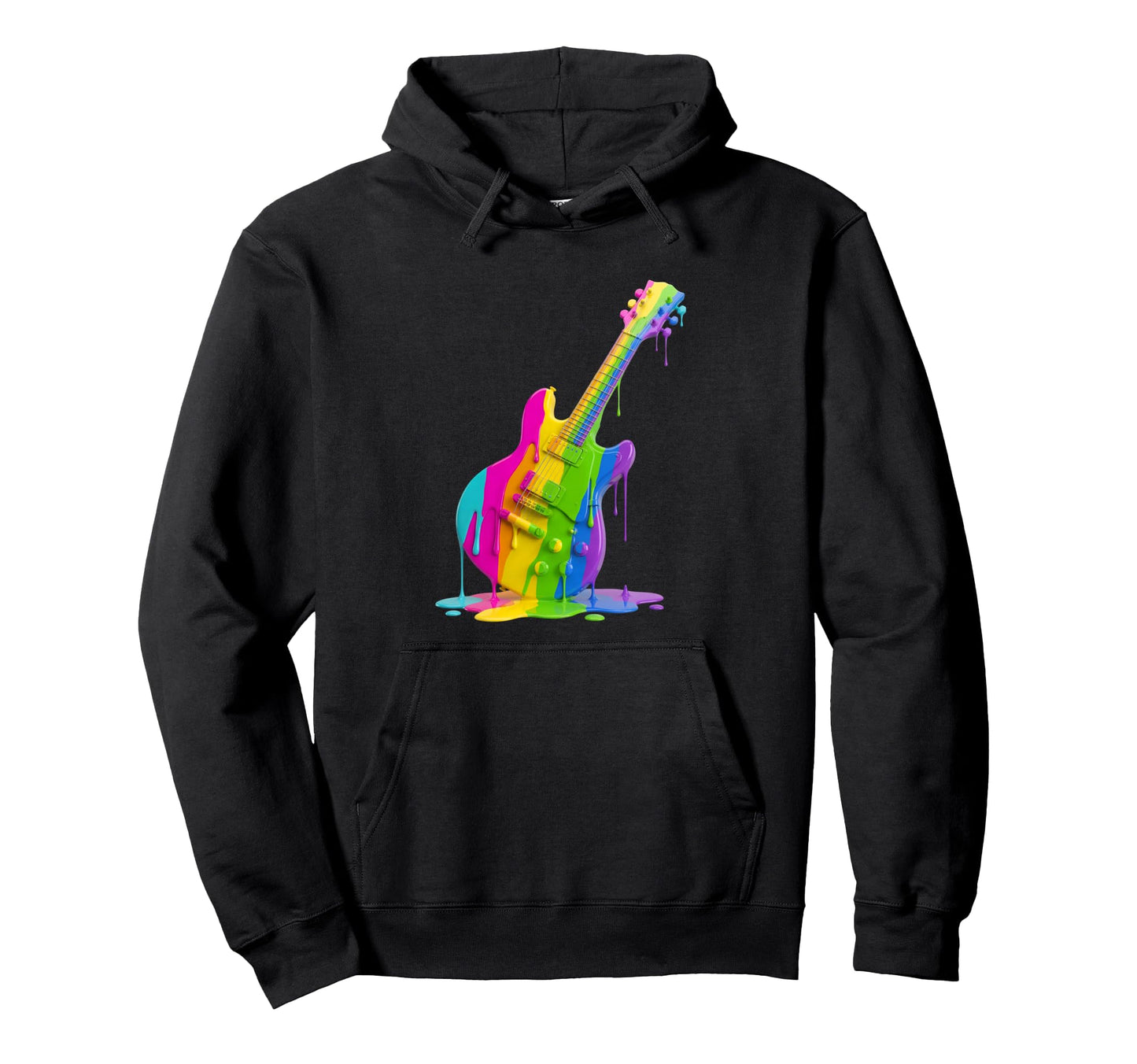 Electric Guitar Fluid Colorful Paint Hoodie - Fun Novelty Design Men Women - T-Shirt, Sweatshirt, Hoodie