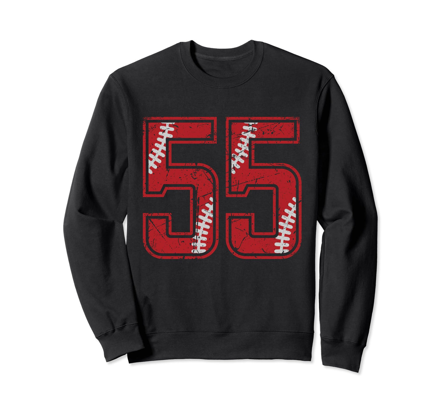 Number 55 Distressed Baseball Sweatshirt - Streetwear Style for Adults - T-Shirt, Sweatshirt, Hoodie