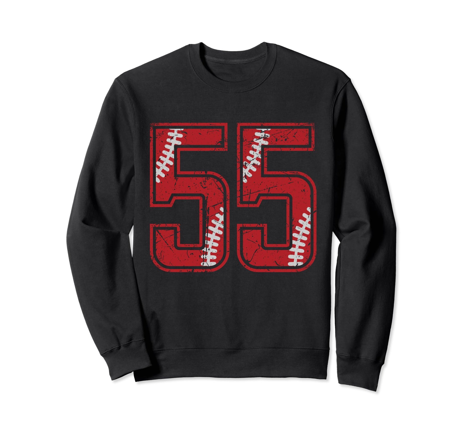 Number 55 Distressed Baseball Sweatshirt - Streetwear Style for Adults - T-Shirt, Sweatshirt, Hoodie