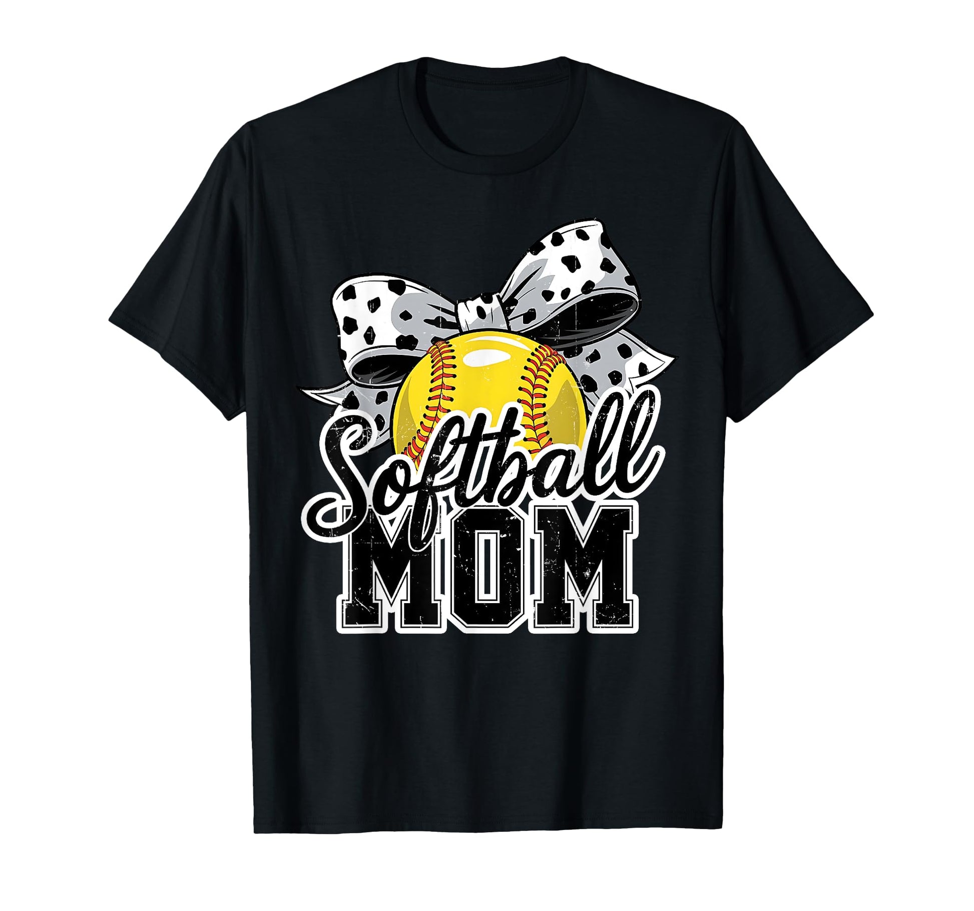 Baseball Mom Polka Dot Bow Sports Mama T-Shirt - Unique Graphic Unisex - T-Shirt, Sweatshirt, Hoodie