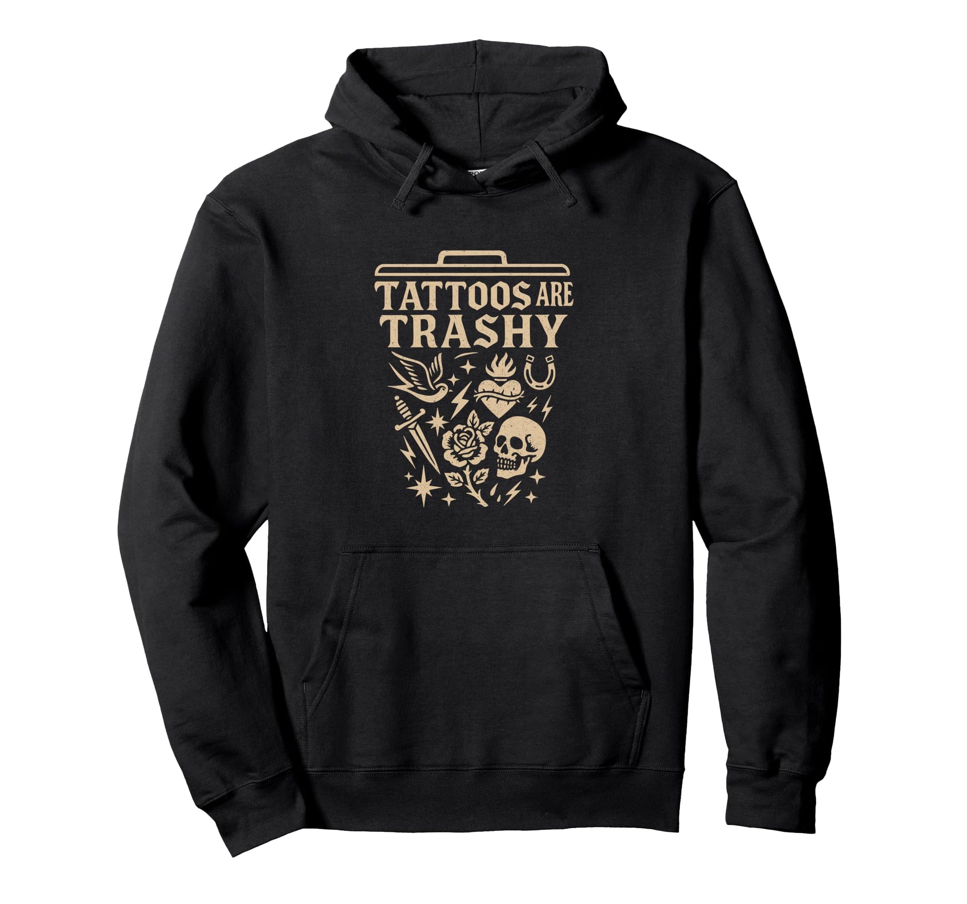 Funny Tattoo Meme Flash Art Joke Skull Hoodie - Graphic Print for Adults - T-Shirt, Sweatshirt, Hoodie