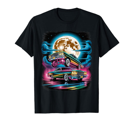 90S Airbrushed Cars Under Full Moon T-Shirt - Custom Art Print Men Women - T-Shirt, Sweatshirt, Hoodie