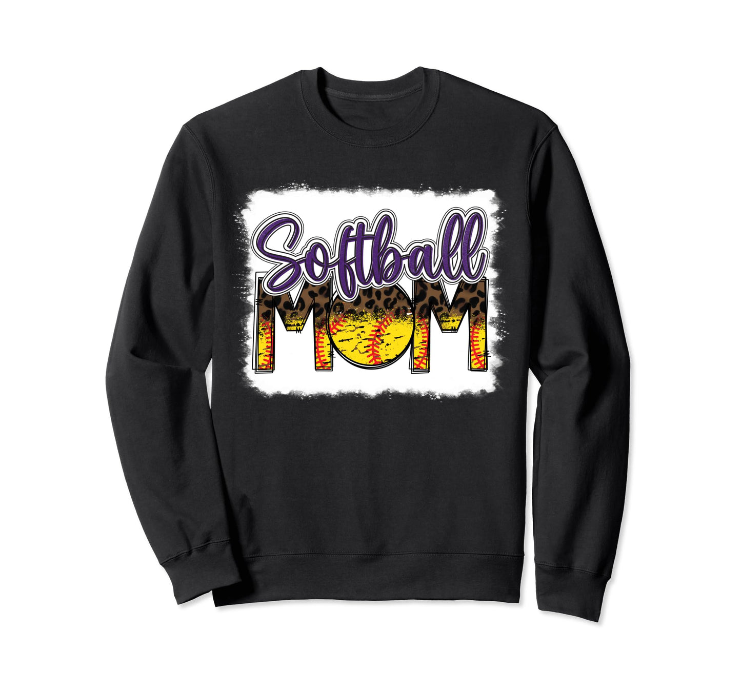 Bleached Softball Mom Leopard Sweatshirt - Custom Art Print for Adults - T-Shirt, Sweatshirt, Hoodie
